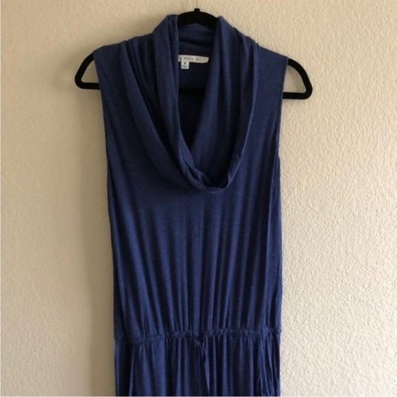 Max Studio Sleeveless Navy Blue Cowl Neck Jumpsuit Pockets L - Picture 5 of 7